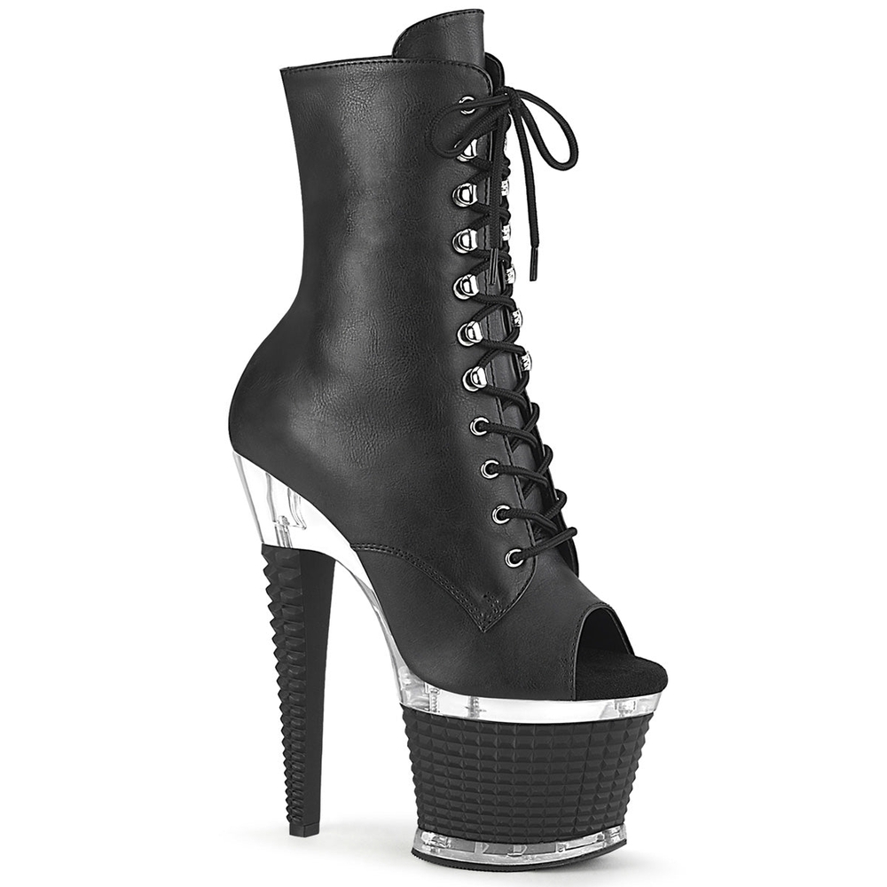 Pleaser Black Platform Lace-Up Ankle Boots